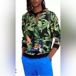 INC International Concepts Men's Tropical Sweatshirt L black womens parrots